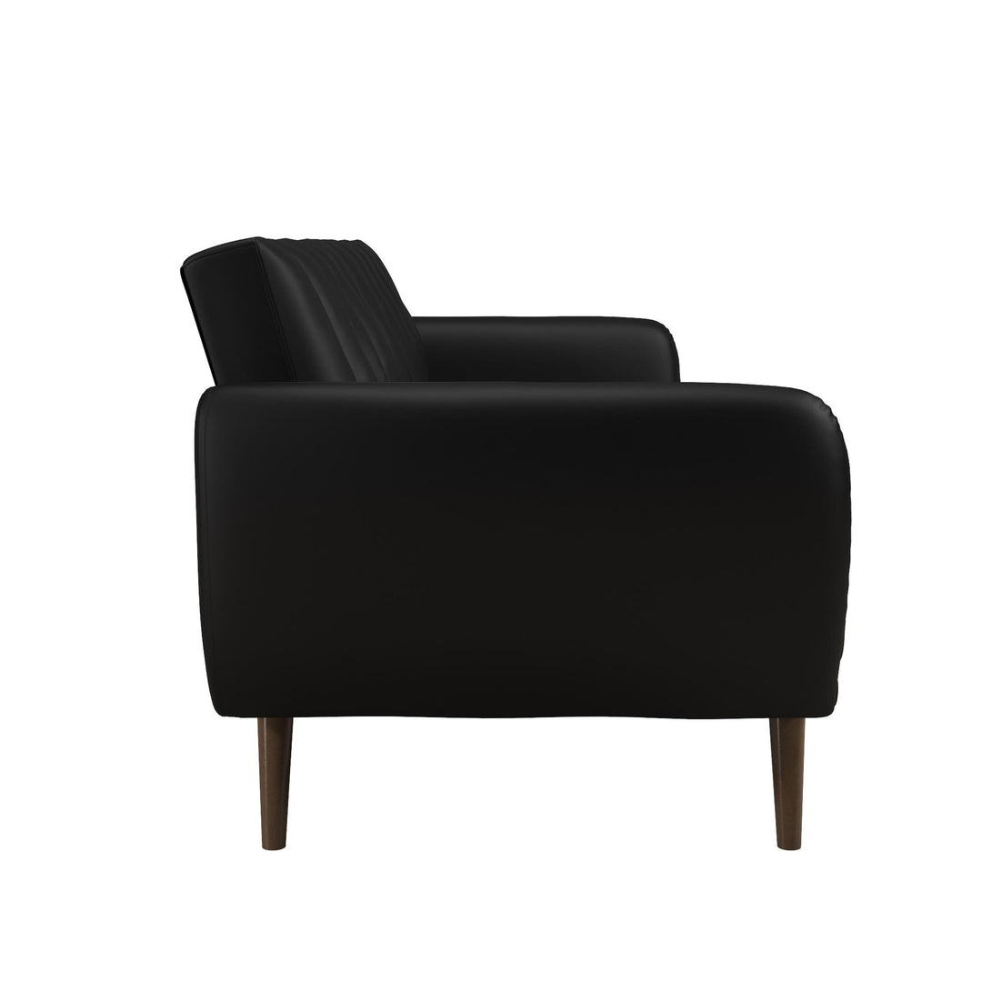 Brittany Futon with Vertical Channel Tufting and Curved Armrests - Black