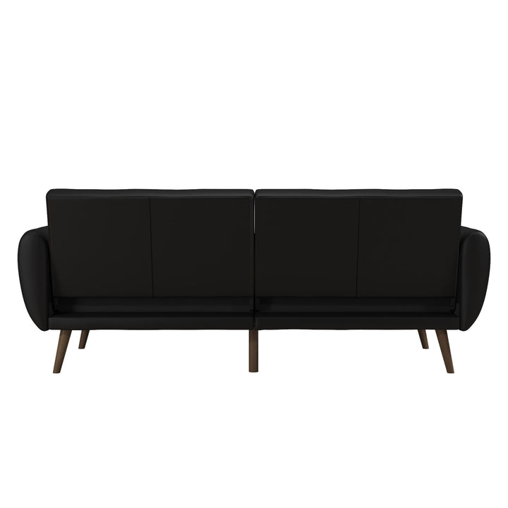 Brittany Futon with Vertical Channel Tufting and Curved Armrests - Black