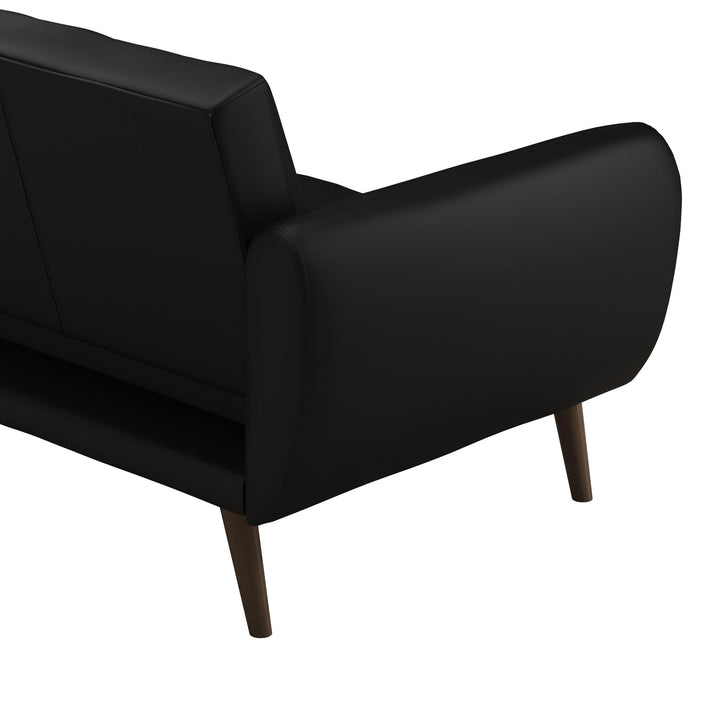 Brittany Futon with Vertical Channel Tufting and Curved Armrests - Black