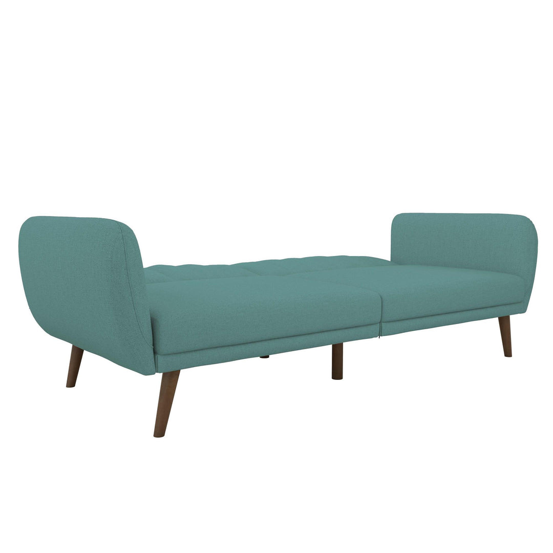 Brittany Futon with Vertical Channel Tufting and Curved Armrests - Teal