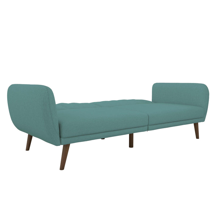 Brittany Futon with Vertical Channel Tufting and Curved Armrests - Teal