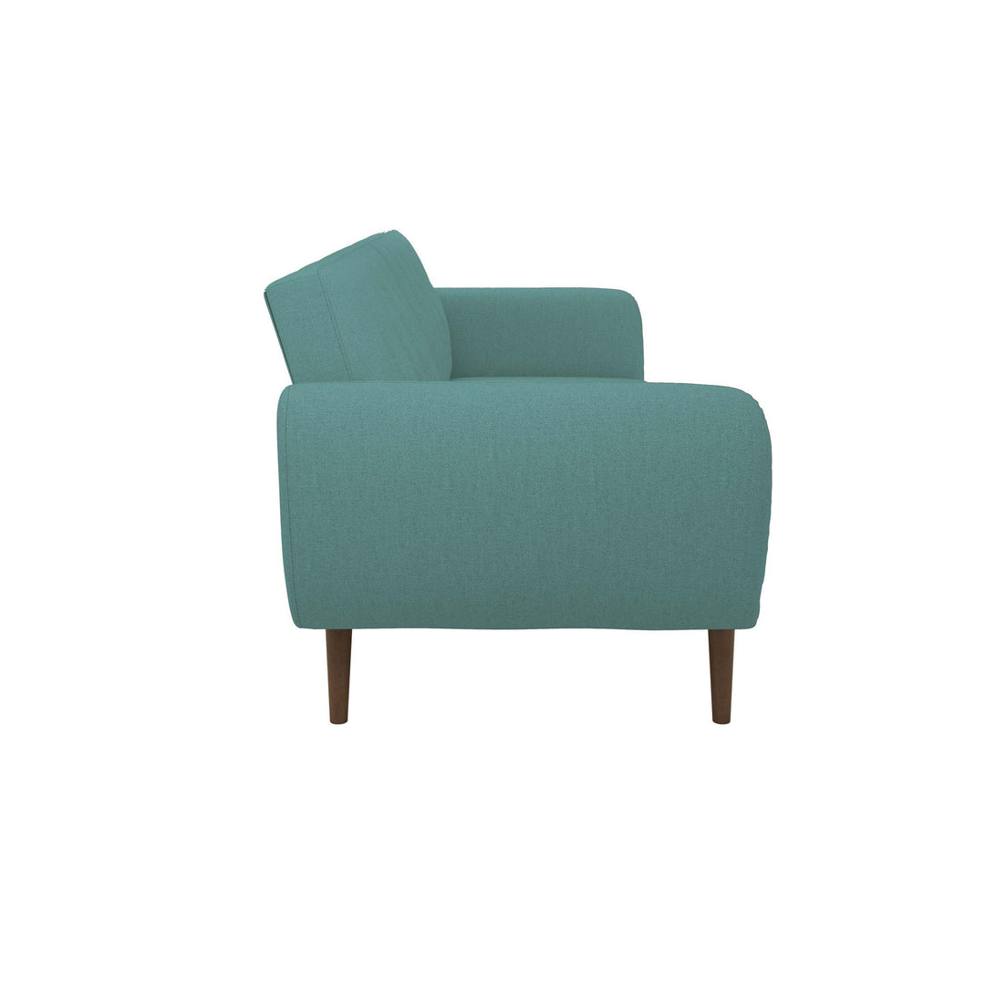 Brittany Futon with Vertical Channel Tufting and Curved Armrests - Teal
