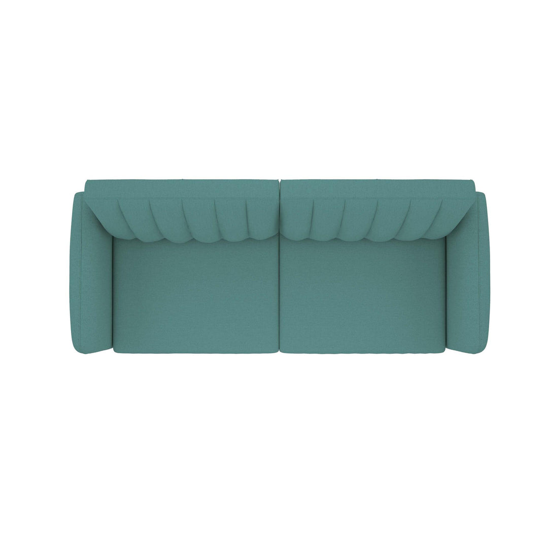 Brittany Futon with Vertical Channel Tufting and Curved Armrests - Teal