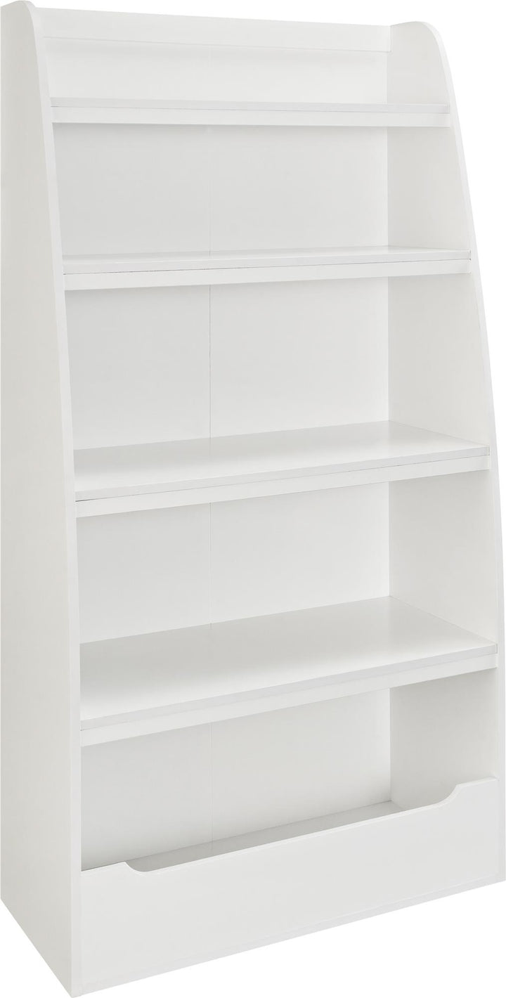 Mia Kids 4 Shelf Ladder Bookcase with Toy Storage - White