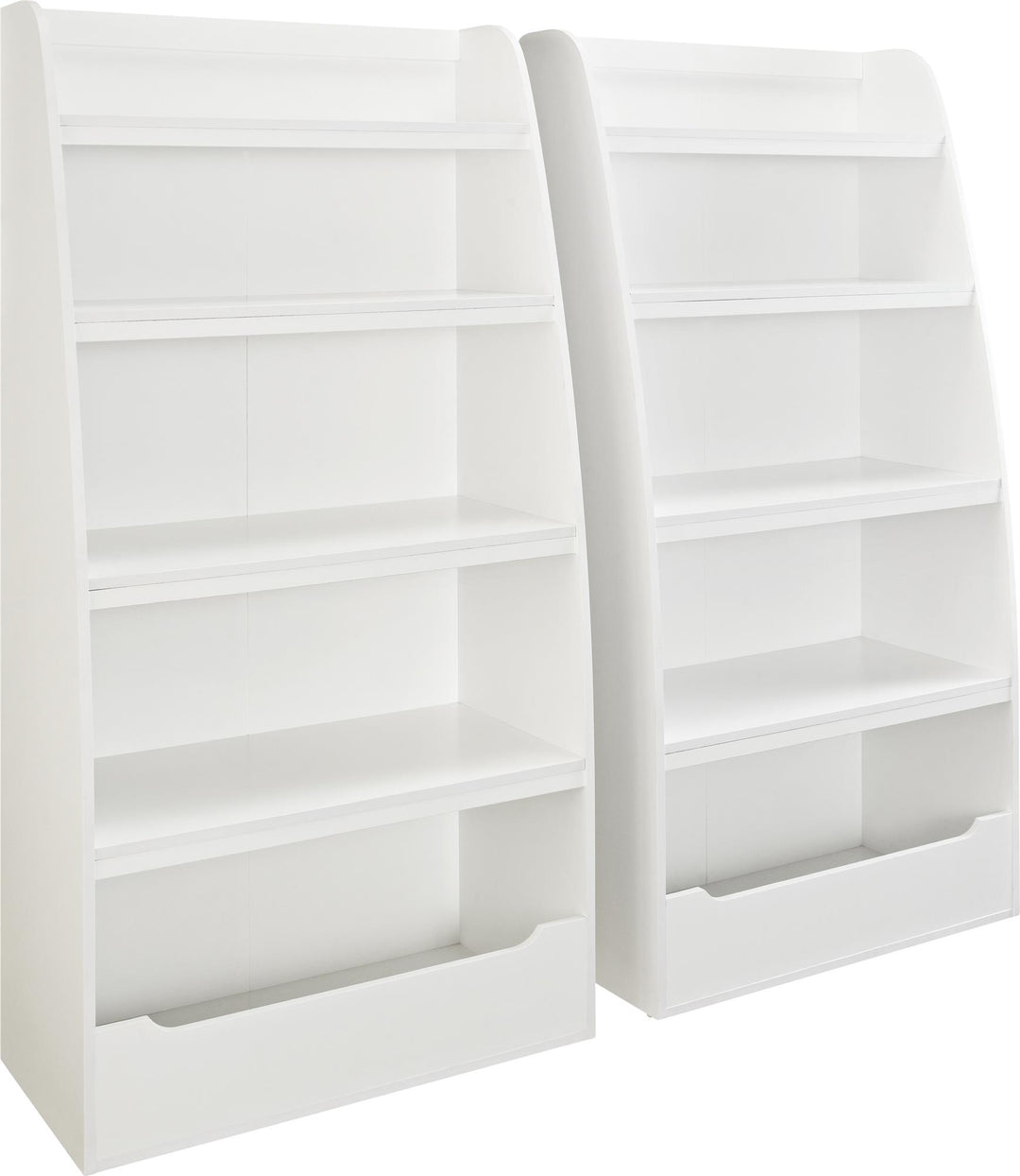 Mia Kids 4 Shelf Ladder Bookcase with Toy Storage - White