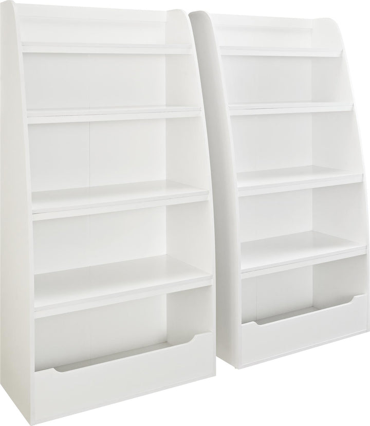 Mia Kids 4 Shelf Ladder Bookcase with Toy Storage - White