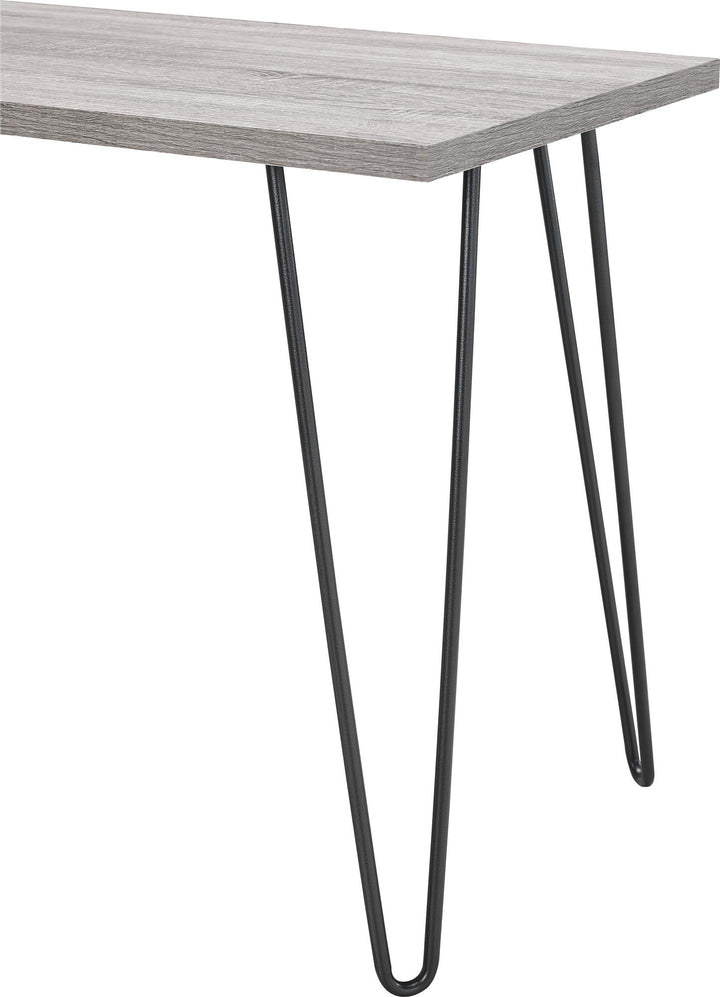 Owen Retro Computer Desk with Large Worksurface and Hairpin Legs - Distressed Gray Oak