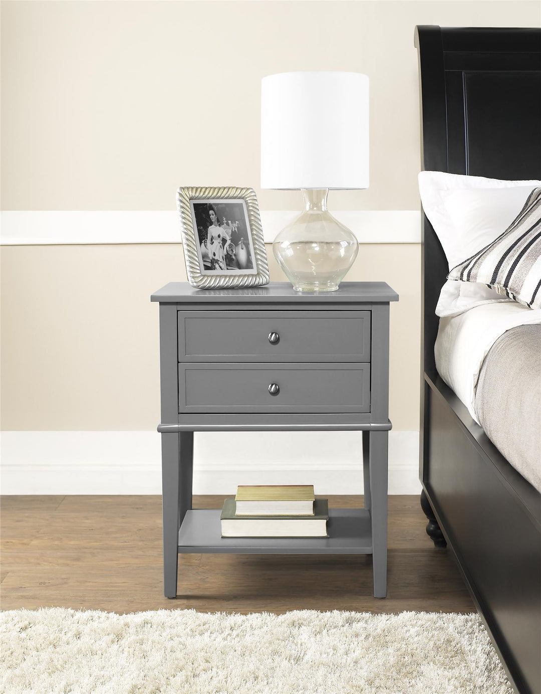 Franklin Accent Table with 2 Drawers - Gray