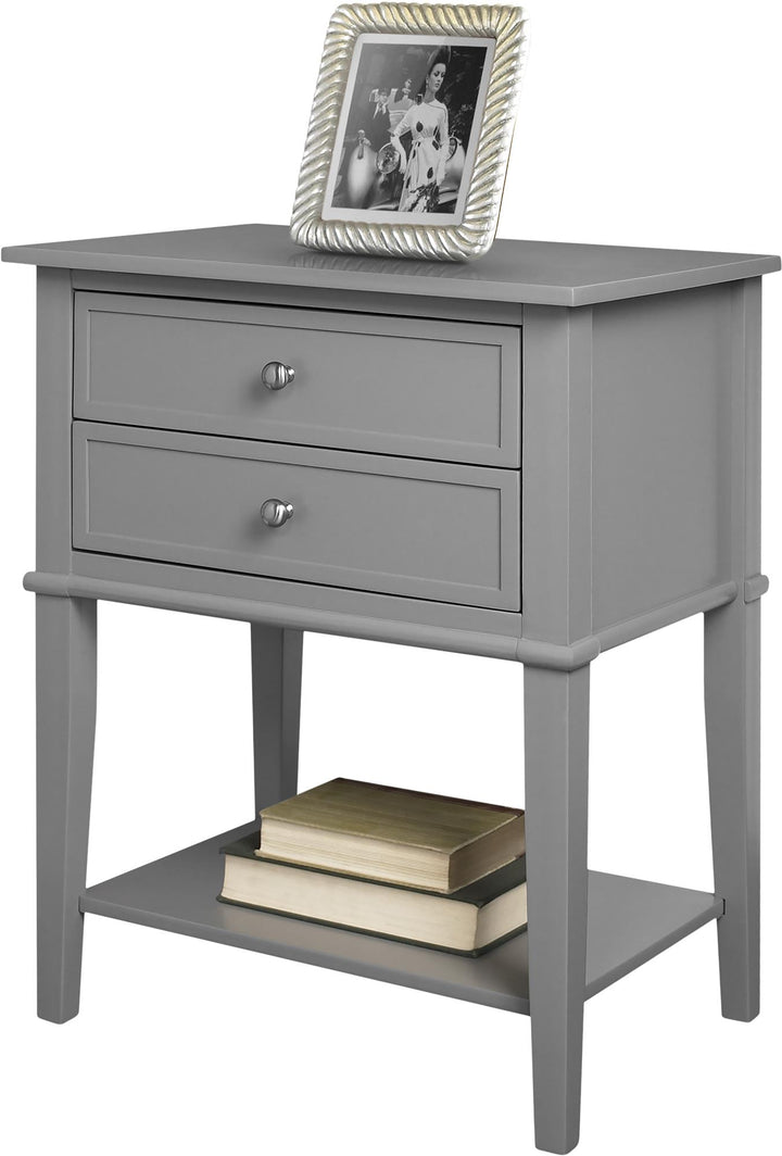Franklin Accent Table with 2 Drawers - Gray