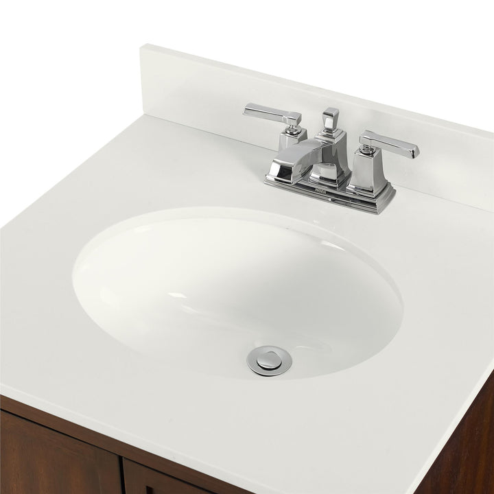 Otum Solid Wood 18-30 Inch Bathroom Vanity with Pre-Installed Oval Porcelain Sink - Dark Walnut - 24"