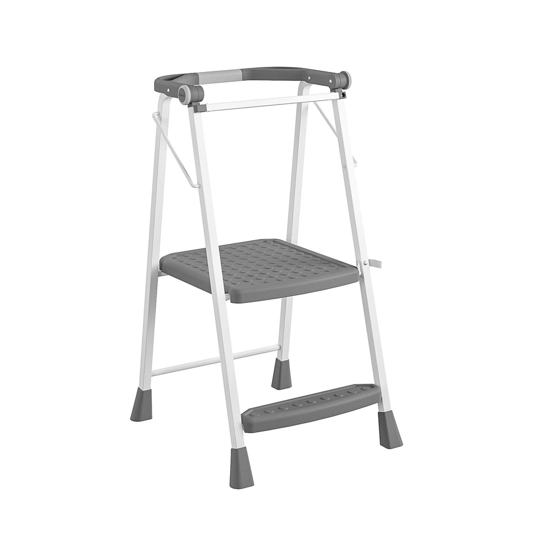 2-Step Kitchen Steel and Resin Step Stool - White / Grey - 2 Step