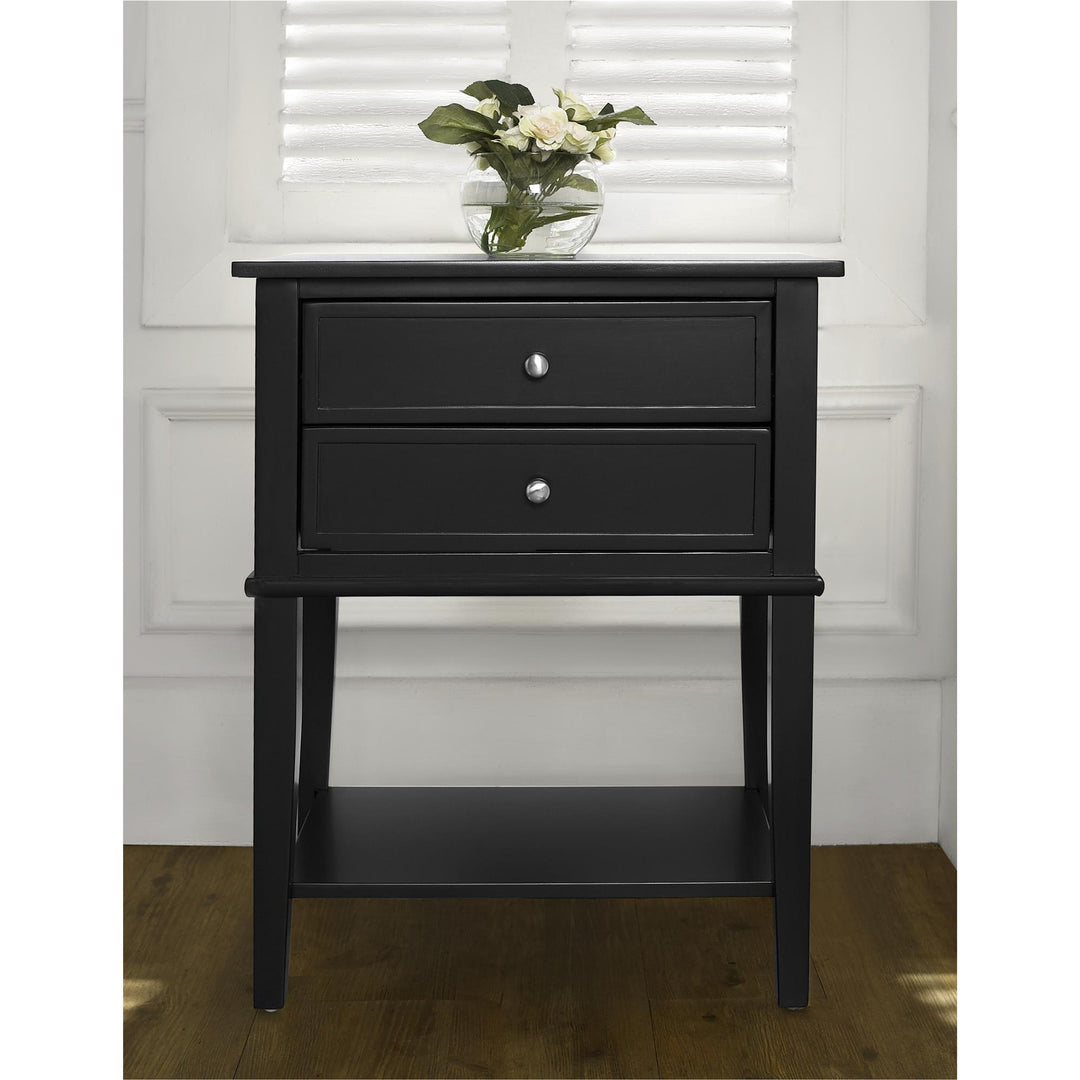 Franklin Accent Table with 2 Drawers - Black