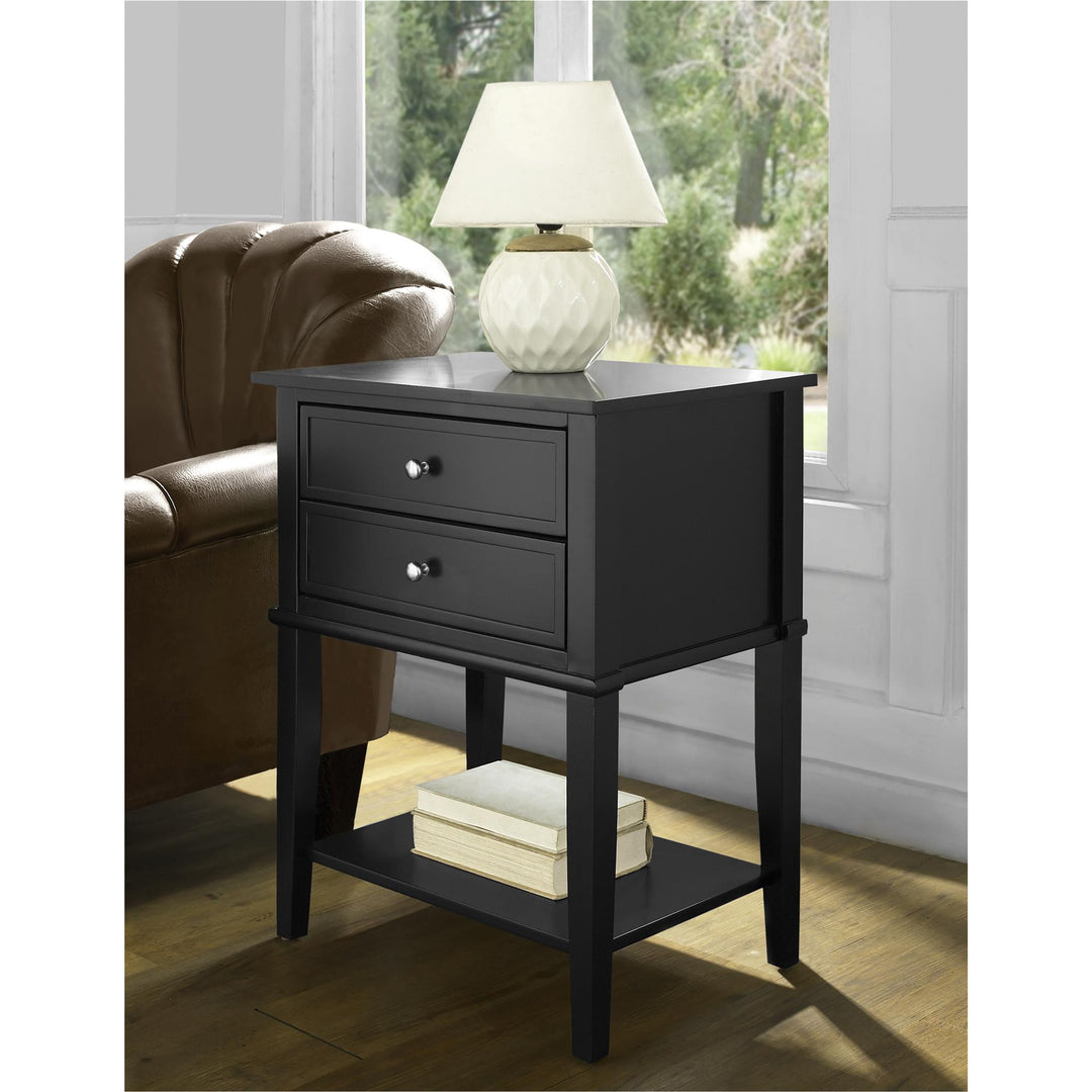 Franklin Accent Table with 2 Drawers - Black