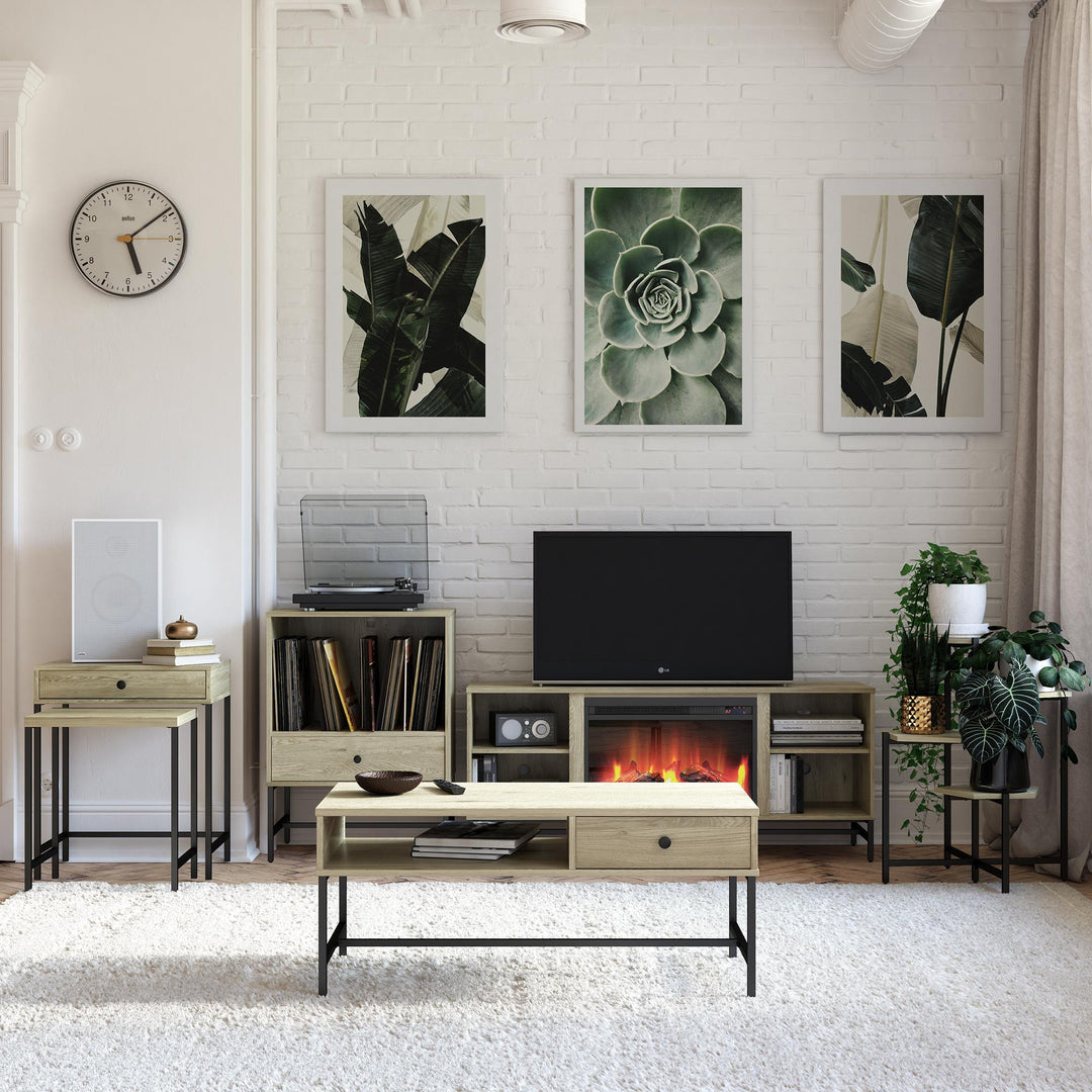 Brookville Record Station with Open Cubby and 3 Dividers - Natural