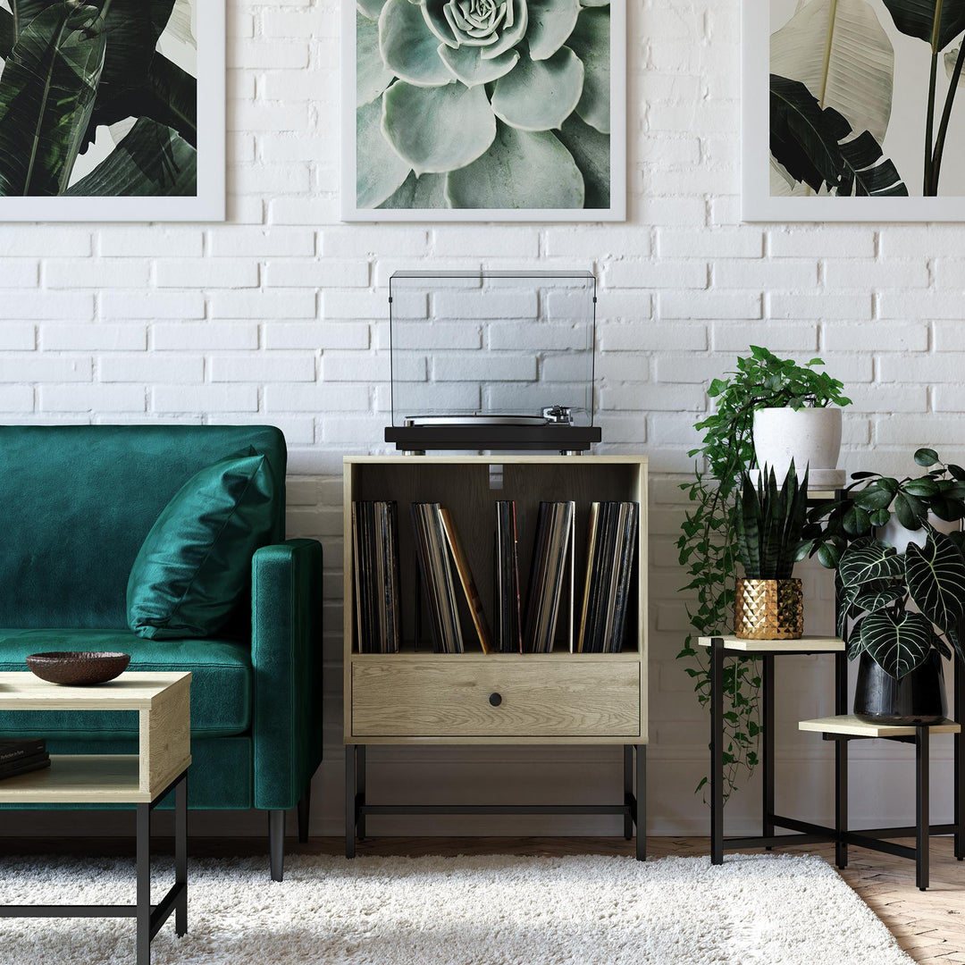 Brookville Record Station with Open Cubby and 3 Dividers - Natural