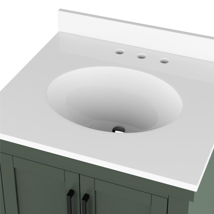 Sunnybrooke Solid Wood 24-30 Inch Bathroom Vanity with Pre-Installed Oval Porcelain Sink - Green - 24"