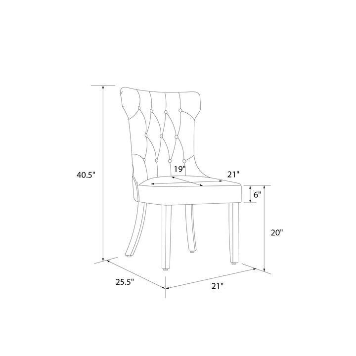 Clairborne Tufted Hourglass Dining Chair, Set of 2 - Gray - Set of 2