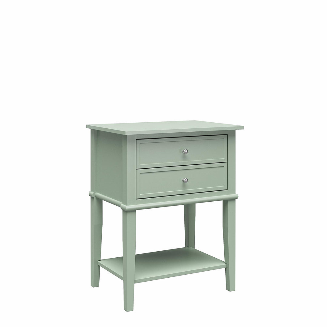 Franklin Nightstand Table with 2 Drawers and Lower Shelf - Pale Green