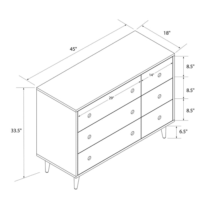 Harper 6-Drawer Storage Dresser - White