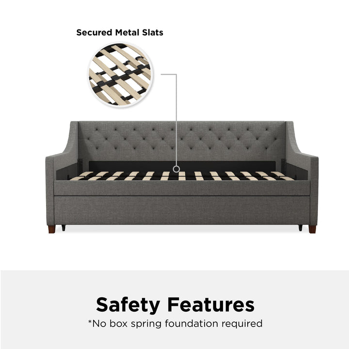 Her Majesty Daybed and Trundle - Grey Linen - Twin