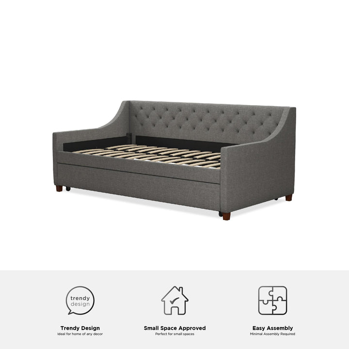 Her Majesty Daybed and Trundle - Grey Linen - Twin