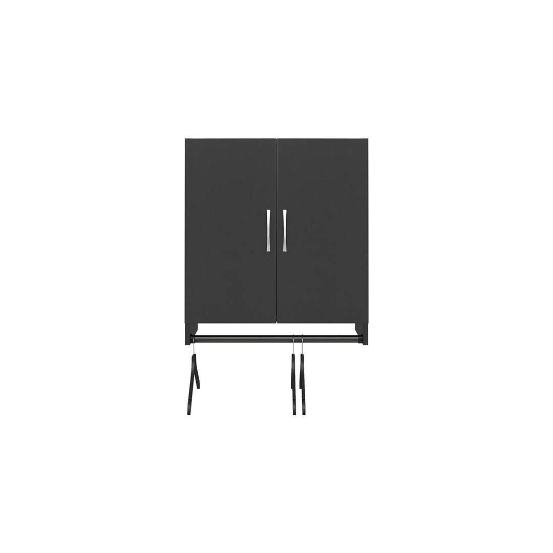 Basin 2 Door Wall Storage Cabinet with Hanging Rod - Black