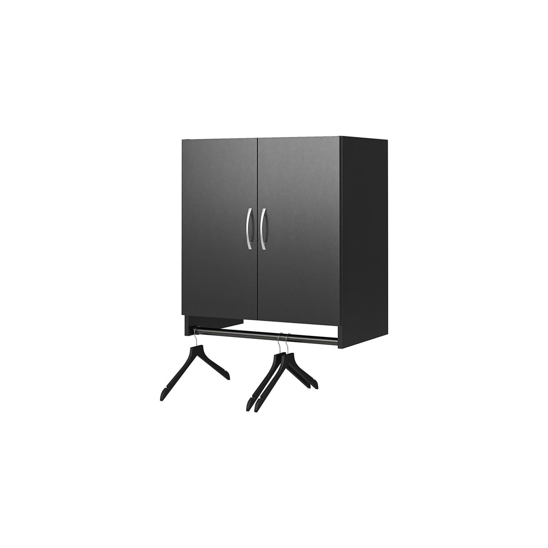 Basin 2 Door Wall Storage Cabinet with Hanging Rod - Black