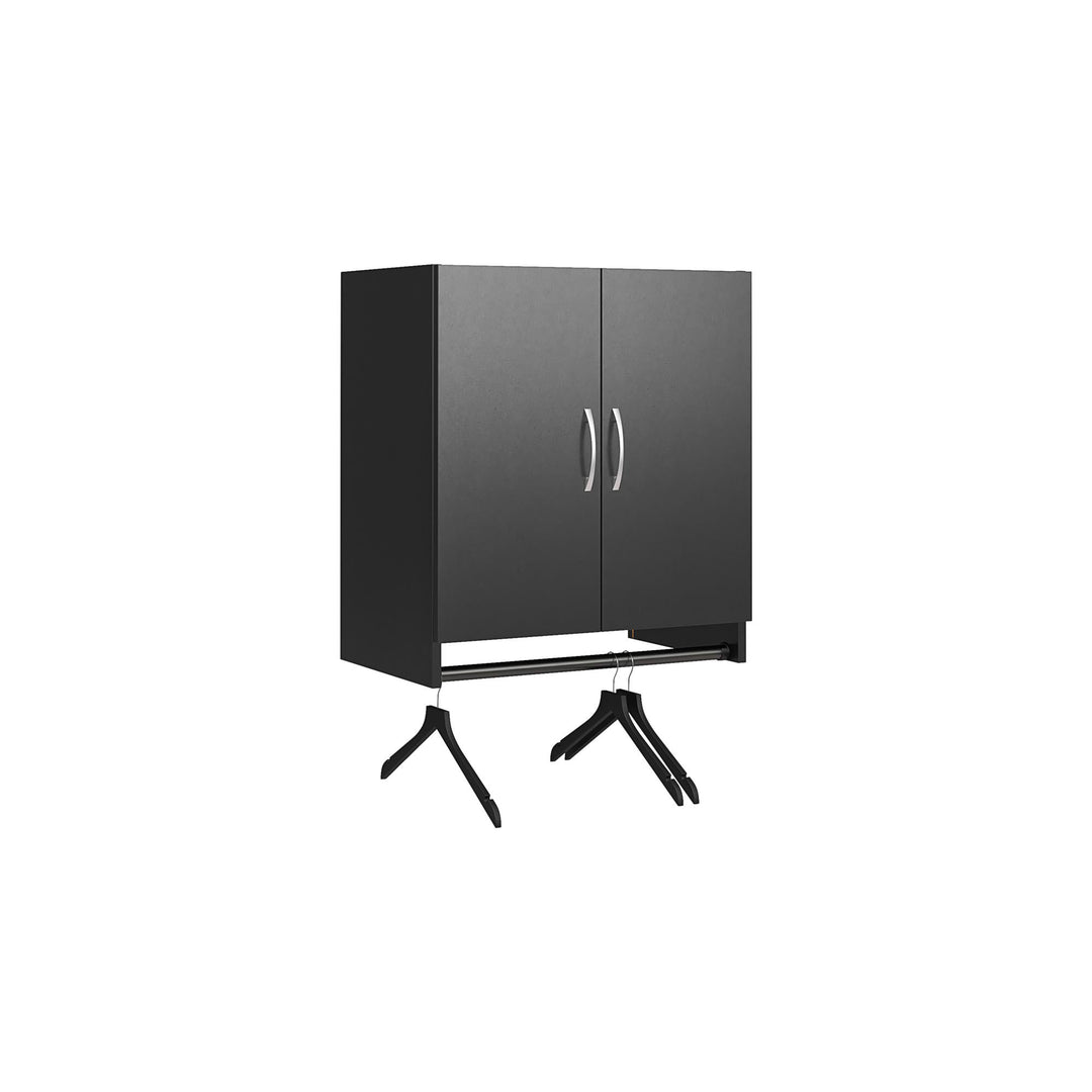 Basin 2 Door Wall Storage Cabinet with Hanging Rod - Black