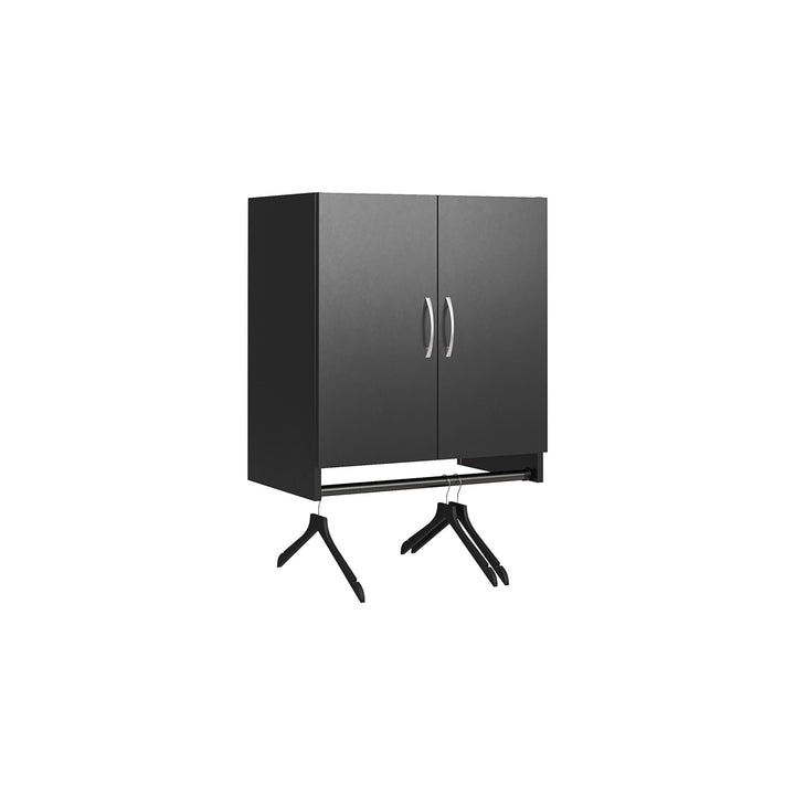 Basin 2 Door Wall Storage Cabinet with Hanging Rod - Black