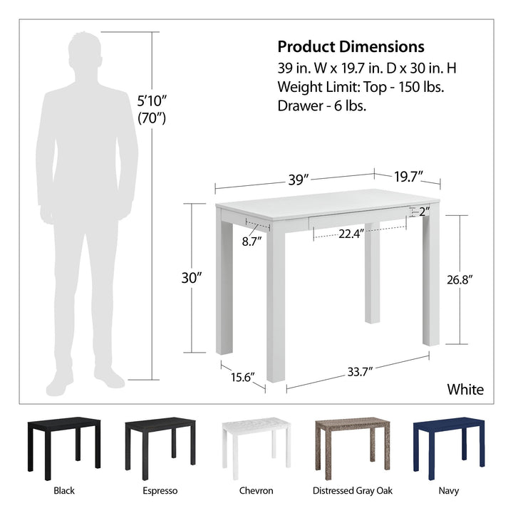 Parsons Minimalistic Desk with Drawer - Espresso