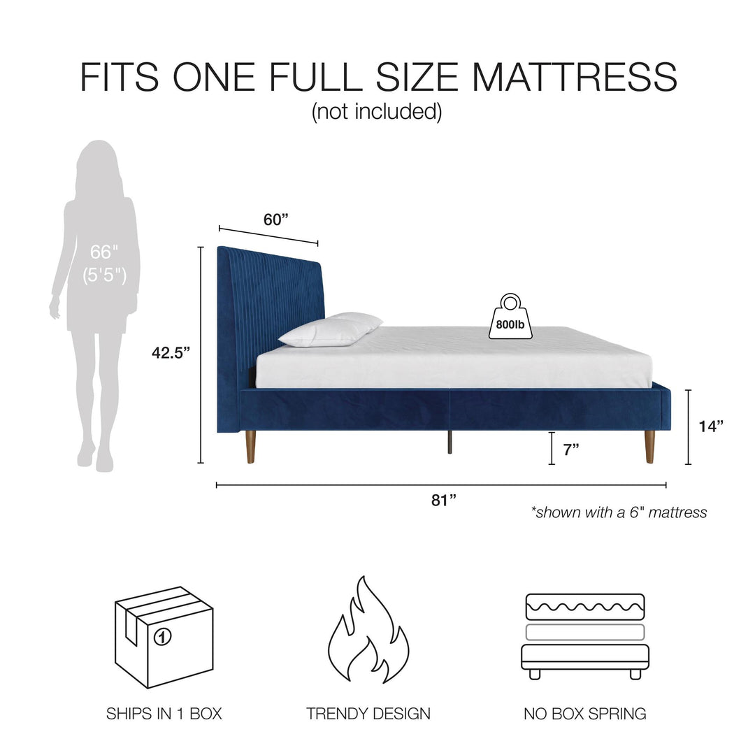 Daphne Upholstered Bed - Blue - Full