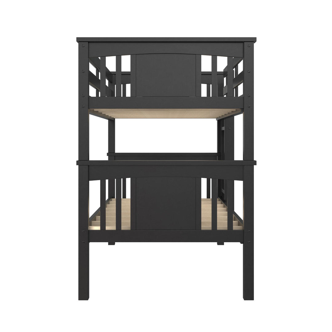 Tadeo Twin Size Bunk Bed for Kids - Black - Twin-Over-Twin