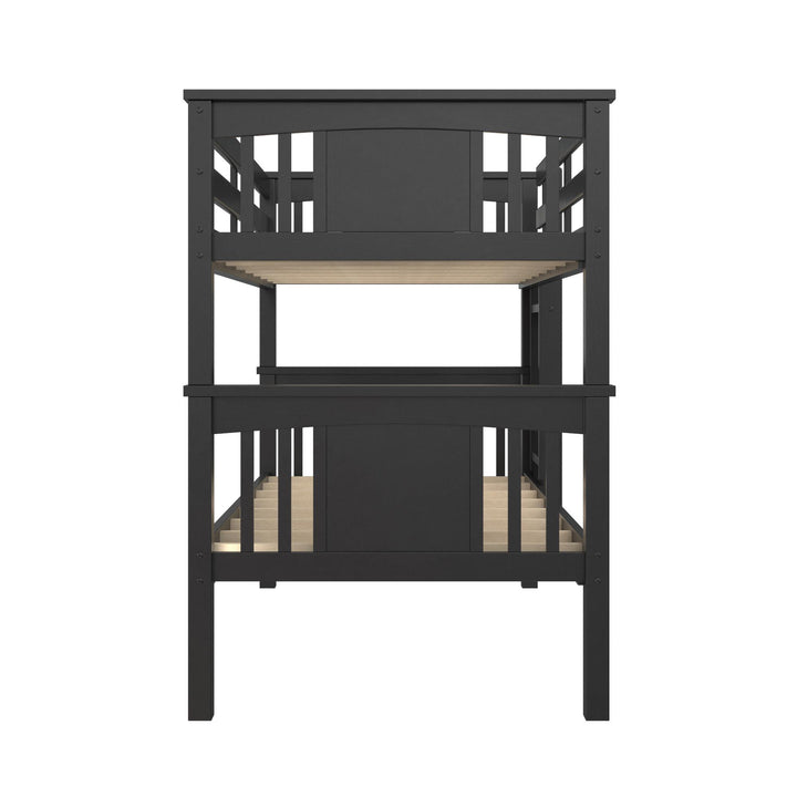 Tadeo Twin Size Bunk Bed for Kids - Black - Twin-Over-Twin