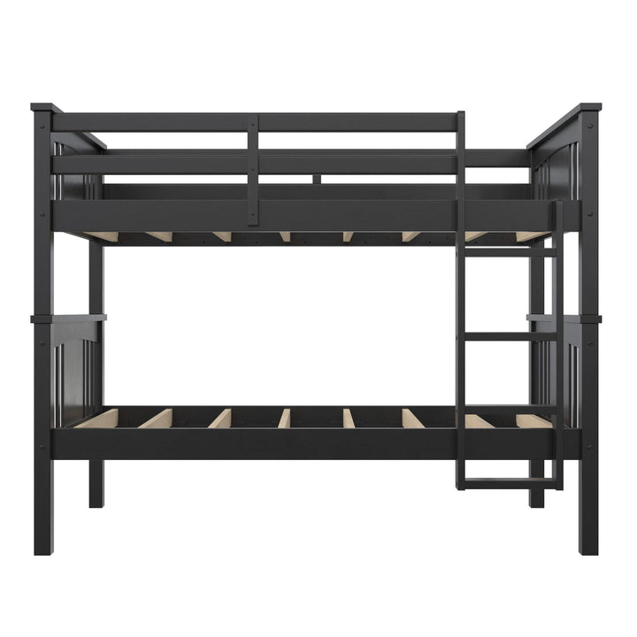 Tadeo Twin Size Bunk Bed for Kids - Black - Twin-Over-Twin