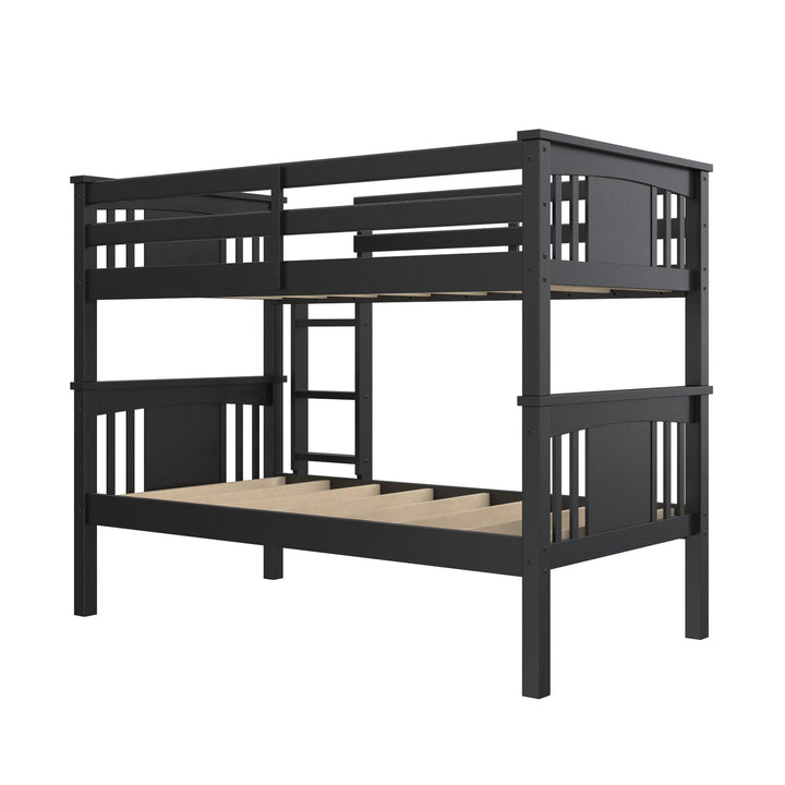 Tadeo Twin Size Bunk Bed for Kids - Black - Twin-Over-Twin