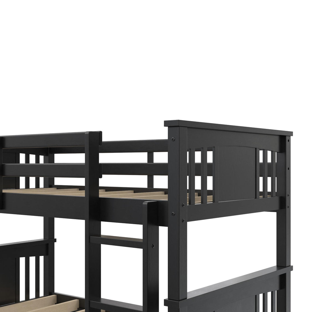 Tadeo Twin Size Bunk Bed for Kids - Black - Twin-Over-Twin