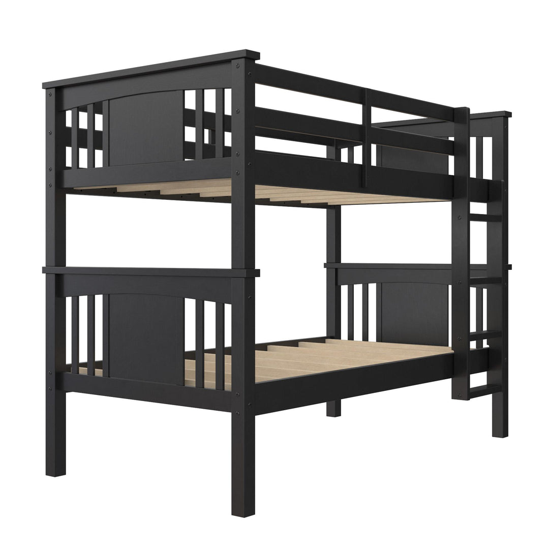 Tadeo Twin Size Bunk Bed for Kids - Black - Twin-Over-Twin