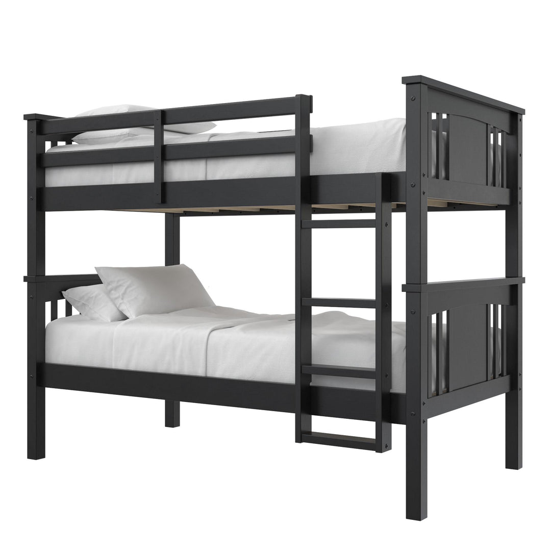Tadeo Twin Size Bunk Bed for Kids - Black - Twin-Over-Twin