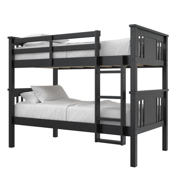 Tadeo Twin Size Bunk Bed for Kids - Black - Twin-Over-Twin