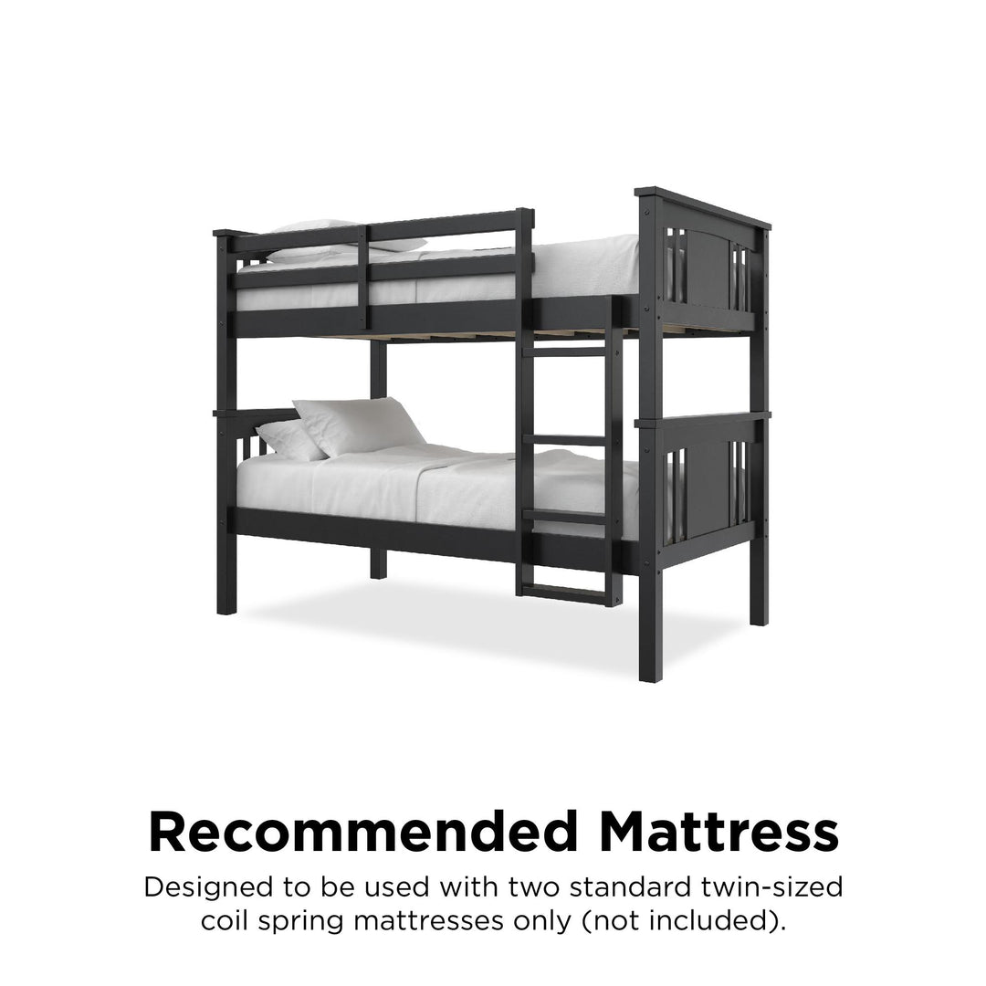 Tadeo Twin Size Bunk Bed for Kids - Black - Twin-Over-Twin