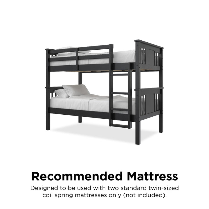Tadeo Twin Size Bunk Bed for Kids - Black - Twin-Over-Twin