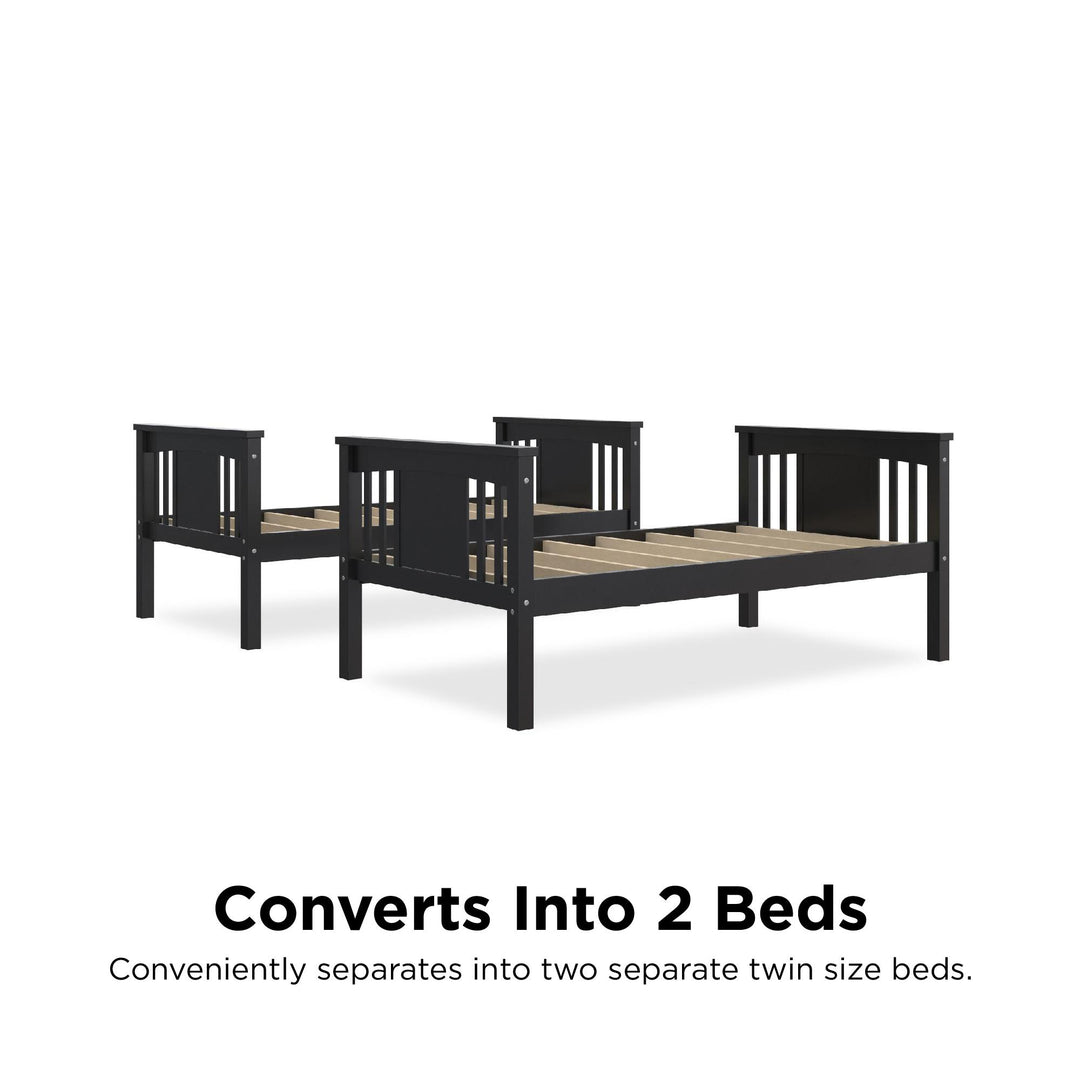Tadeo Twin Size Bunk Bed for Kids - Black - Twin-Over-Twin
