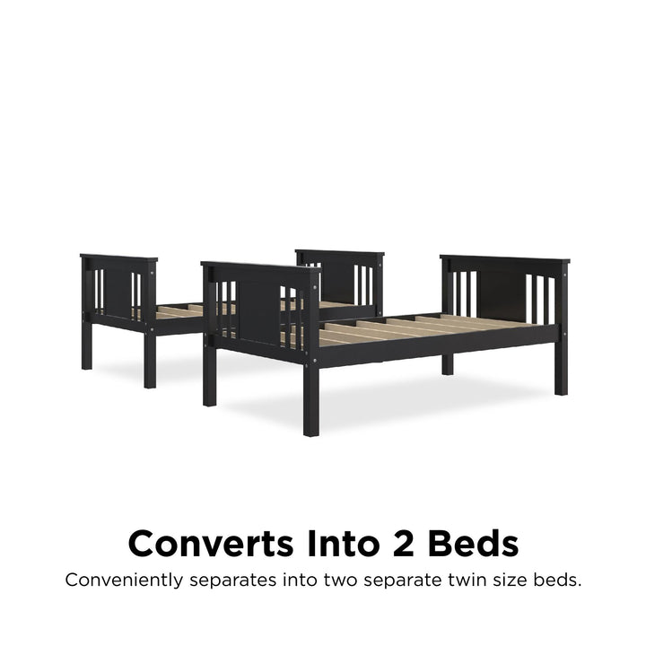 Tadeo Twin Size Bunk Bed for Kids - Black - Twin-Over-Twin