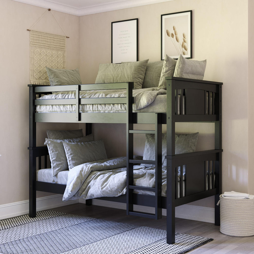 Tadeo Twin Size Bunk Bed for Kids - Black - Twin-Over-Twin