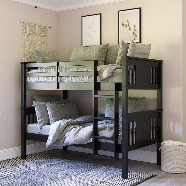 Tadeo Twin Size Bunk Bed for Kids - Black - Twin-Over-Twin
