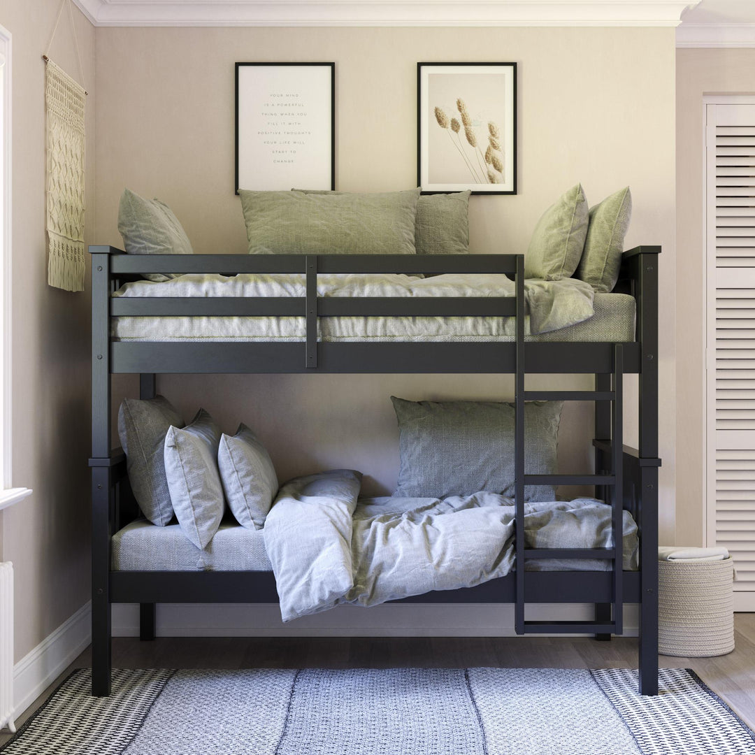 Tadeo Twin Size Bunk Bed for Kids - Black - Twin-Over-Twin