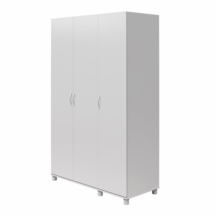 Basin 3 Door Wardrobe with Clothing Rod & Adjustable Shelving - Dove Gray