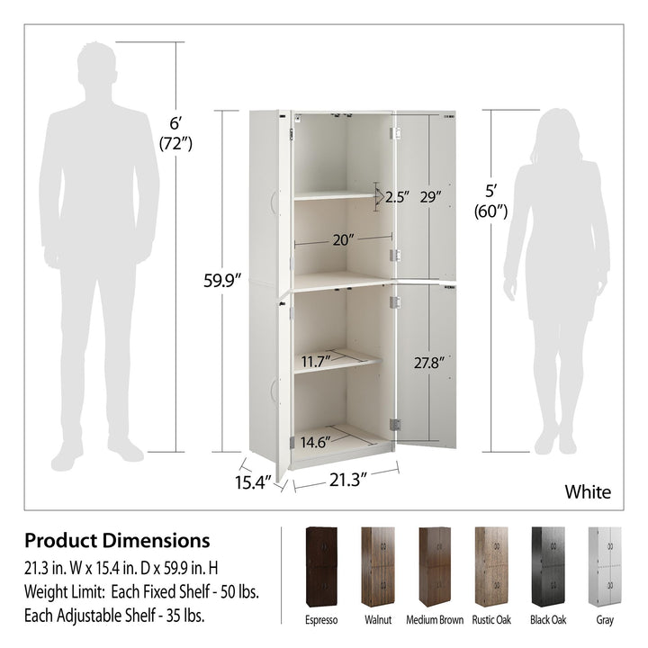 Mainstays 4 Door 5' Storage Cabinet