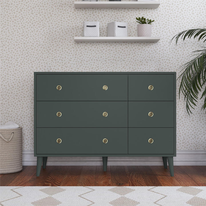 Harper 6 Drawer Storage Dresser - Olive 