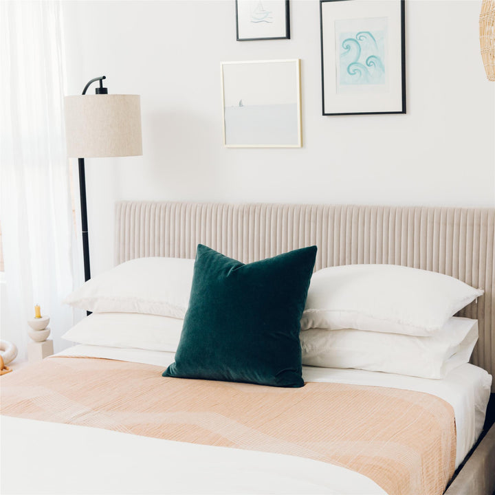Daphne Velvet Upholstered Bed with Channel Tufted Headboard - Light Gray - Full